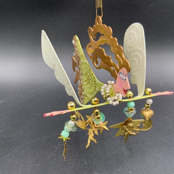 Vintage Signed Karen Rossi for Silvestri Angel in Flight w/Cherubs Ornament - Picture 3 of 9